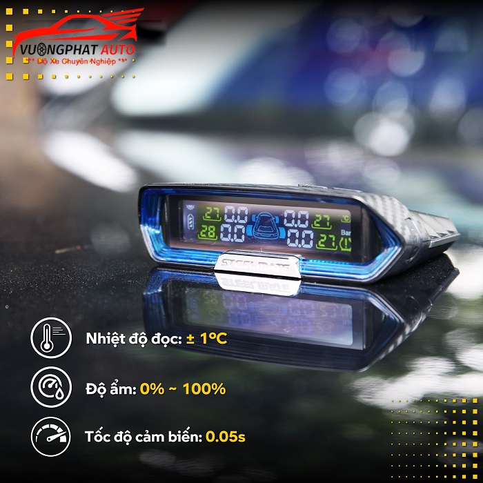 Cảm Biến Áp Suất Lốp Ô Tô Steelmate MT11 Pro Van Trong Cao Cấp, Sạc Pin Năng Lượng Mặt Trời Bảo Hành Chính Hãng 3 Năm