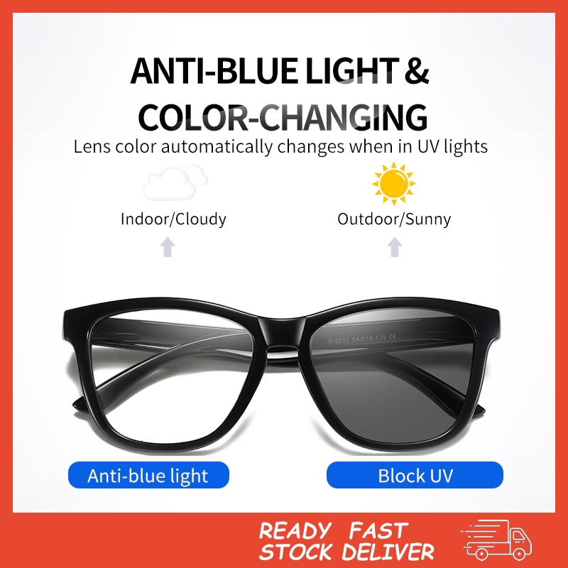 2021 New Eyeglasses Retro Square UV Protection Fashion Anti-Blue Light Glasses Photochromic Lenses Women/Men