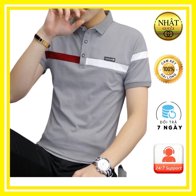 Áo thun nam ngắn tay có cổ logo nhiều màu thời trang