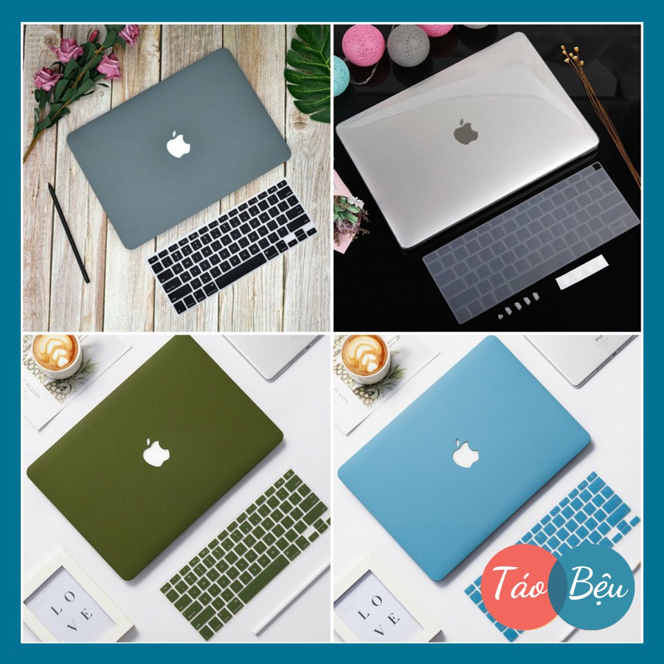 [SET 5 Món] Combo Ốp Macbook Kèm Lót Phím, Nút Chống Bụi, Kẹp Chống Gẫy Sạc