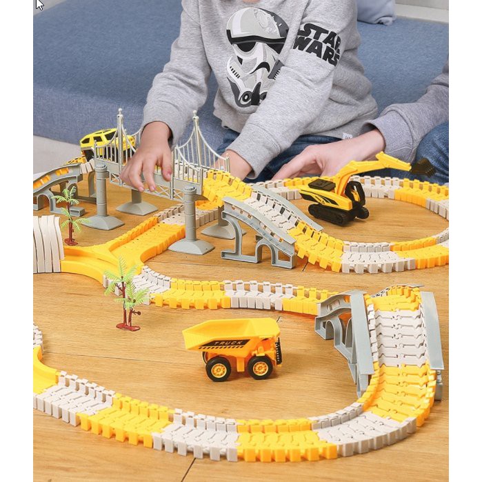 Đồ chơi trẻ em, Bộ đồ chơi lắp ghép đường ray Ô tô và Tàu hoả gồm nhiều chi tiết hỗ trợ phát triển trí tuệ cho bé