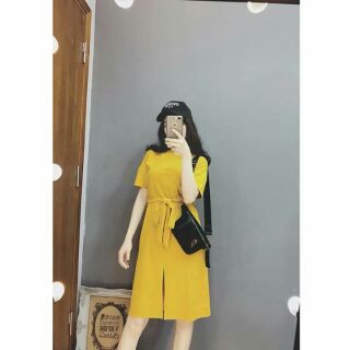 Váy cotton xẻ giữa