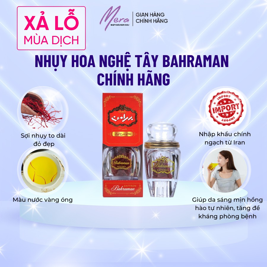 Nhuỵ Hoa Nghệ Tây SAFFRON BAHRAMAN 1Gram [Date 03/2023]