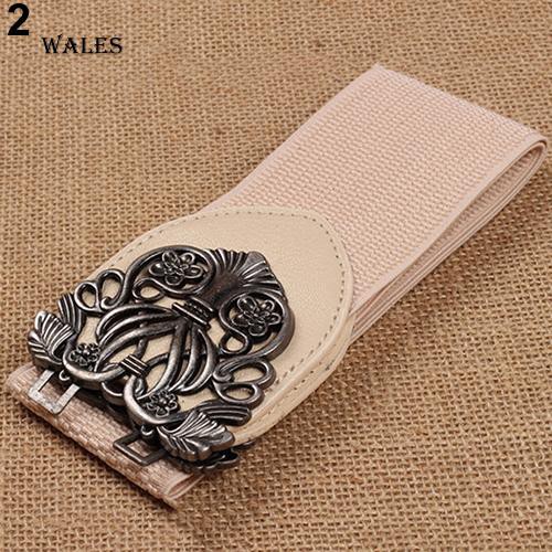 Thắt lưng bản to phối khóa kim loại thời trang nữ retro