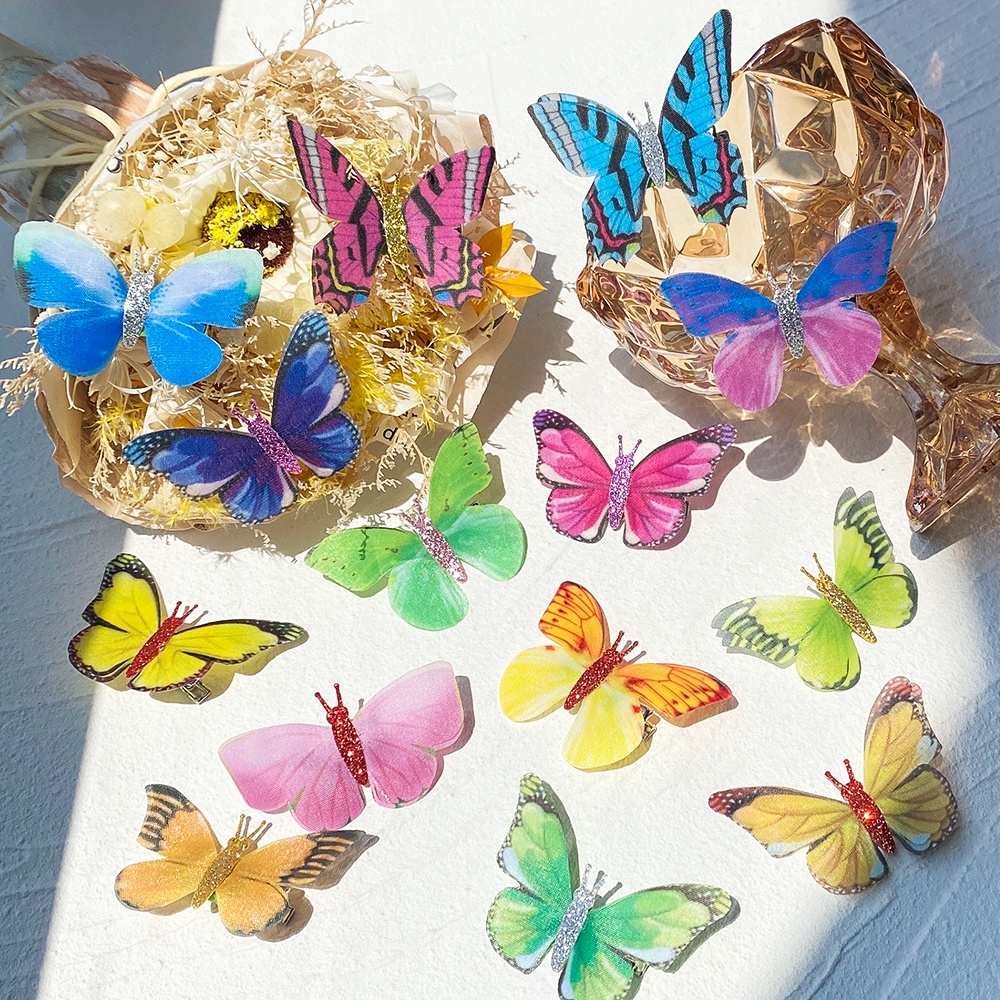 RainBow Bows Set 5 Kẹp Tóc Hình Bướm Nhiều Màu Sắc Thời Trang Cho Nữ