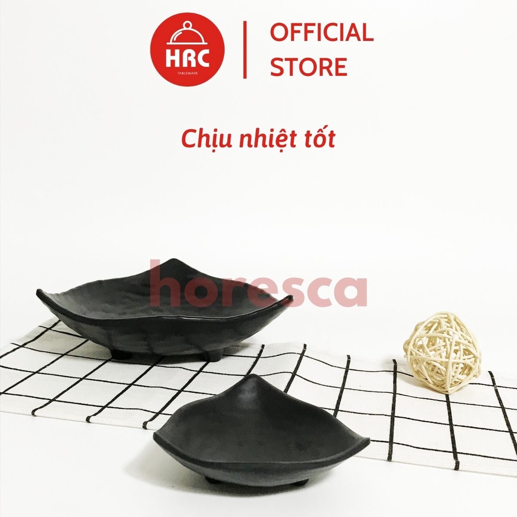 Đĩa nhựa melamine tam giác (CAO CẤP) Đĩa đen nhám tam giác chuyên dùng cho nhà hàng