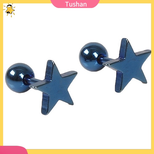 1 Cặp Bông Tai Hợp Kim Họa Tiết Ngôi Sao Năm Cánh Cho Nam Và Nữ