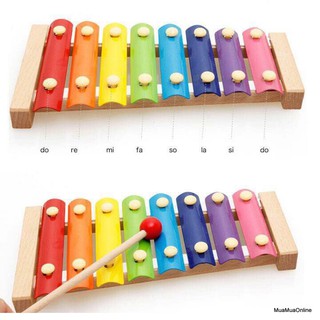 Đồ Chơi Đàn Gỗ 8 Thanh Cho Bé + 2 Thanh Gõ