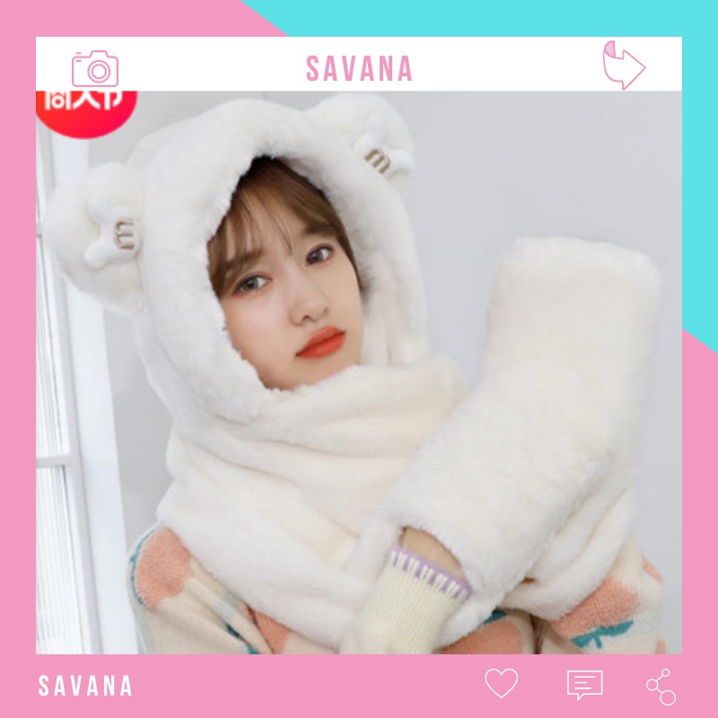 Mũ len cho bé mũ len trùm đầu cute hàn quốc Savana MB04