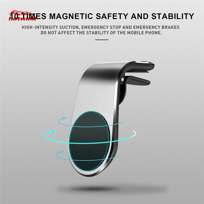 Magnetic Car Phone Holder L Shape Air Vent Mount Stand in Car Magnet GPS Mobile Phone Holder