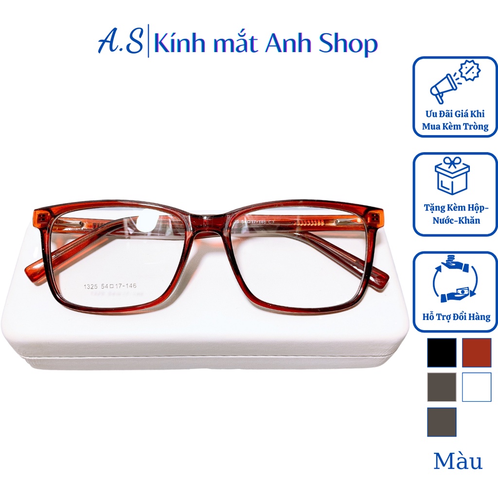 Gọng kính vuông nhựa dẻo lõi kim loại chất liệu dẻo cứng cáp bền đẹp 1325