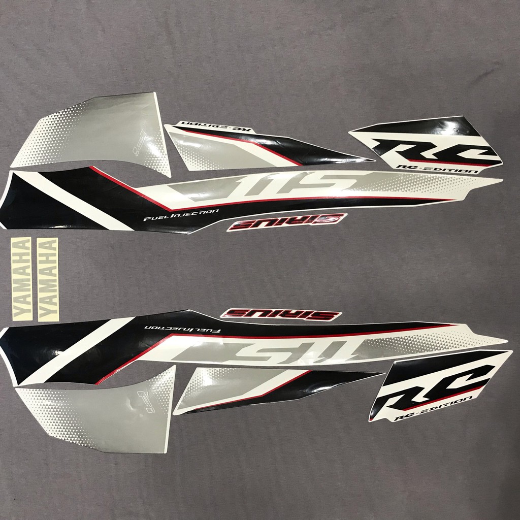 Nguyên bộ tem rời 3 lớp zin thái dán xe máy Yamaha sirius Fi 2018 2019 màu trắng