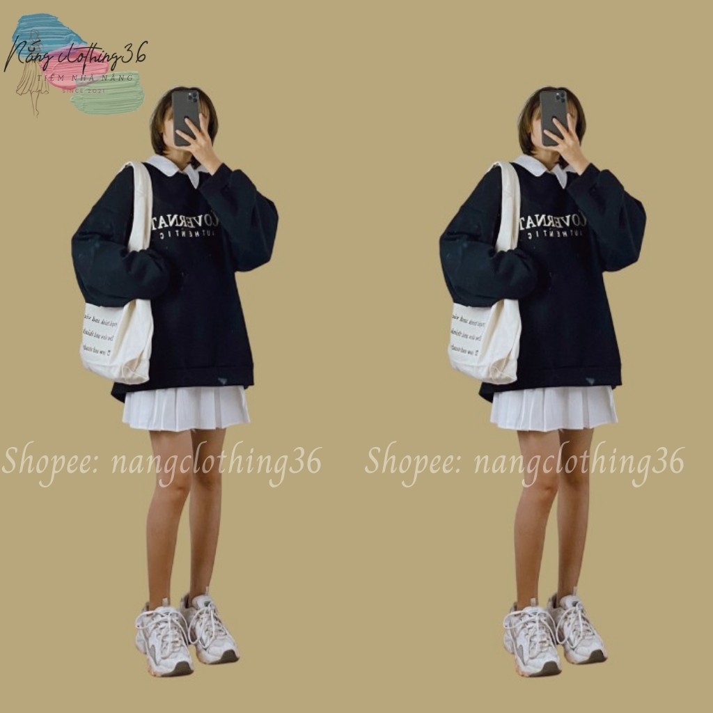 Áo Sweater, Áo Sweater Unisex Covernat Hàng Xuất Khẩu Form Rộng Tay Bồng Nam Nữ Mặc Được Chất Nỉ Bông Hàng Xuất Dày