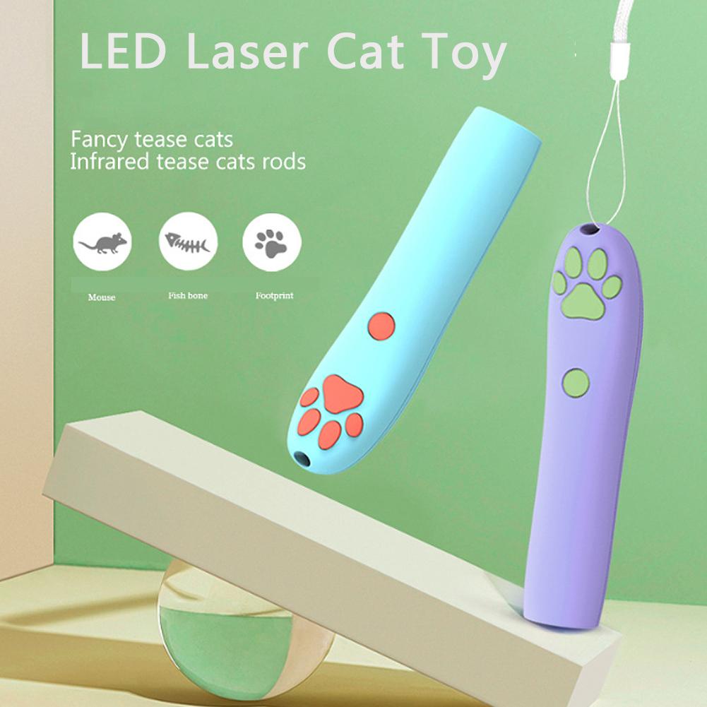 Vật nuôi vui nhộn LED Stick Cat Đồ chơi laser dễ thương Hình dạng chân mèo Máy chiếu Bút Kitten Đồ chơi tương tác