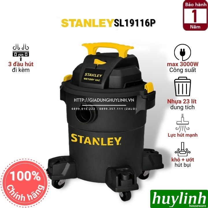 [Mã ELHA22 giảm 6% đơn 300K] Máy hút bụi khô và ướt Stanley SL19116P - 23 lít