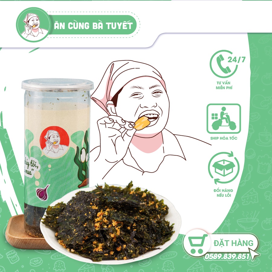 Rong biển cháy tỏi 200g ăn cùng bà Tuyết Diamond vừa RẺ vừa NGON
