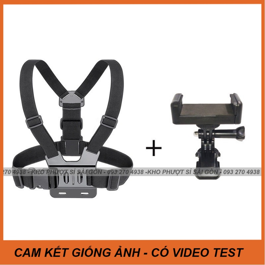 Bộ dây đeo ngực gắn điện thoại làm camera hành trình đi phượt - chay Grab làm vlog chống rung cao cấp