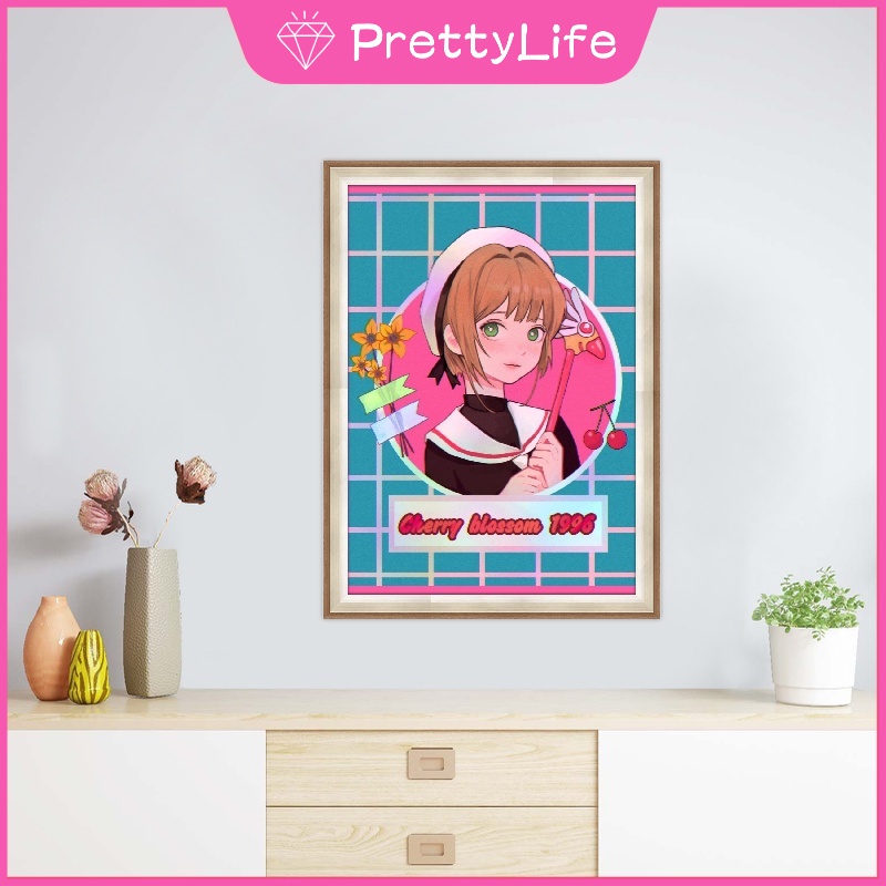 Bộ công cụ làm tranh đính đá 5D DIY họa tiết cô gái hoạt hình dễ thương kích thước 30x40cm dùng trang trí sáng tạo