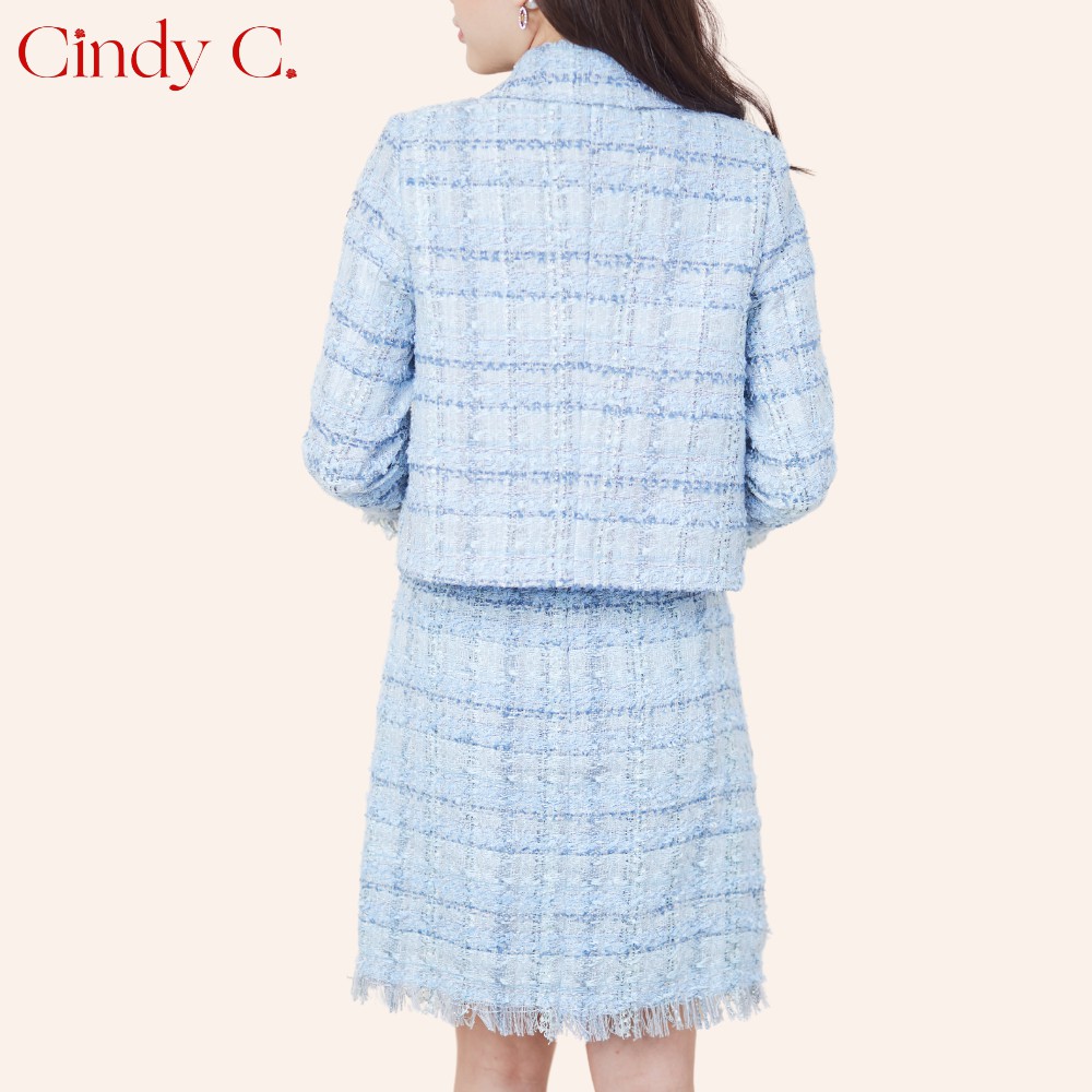 Set Áo khoác Chân váy CINDYC chất dạ Tweed cao cấp, túi có nắp, thiết kế sang trọng, nữ tính S21776/S21777