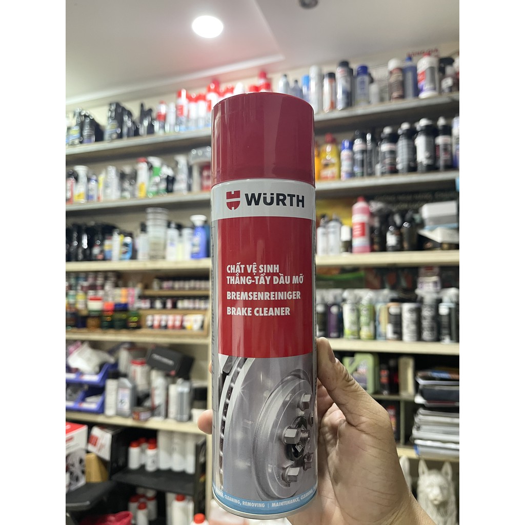 Chai xịt vệ sinh thắng xe, sên, dầu mỡ đa dụng Wurth Brake Cleaner 500ml