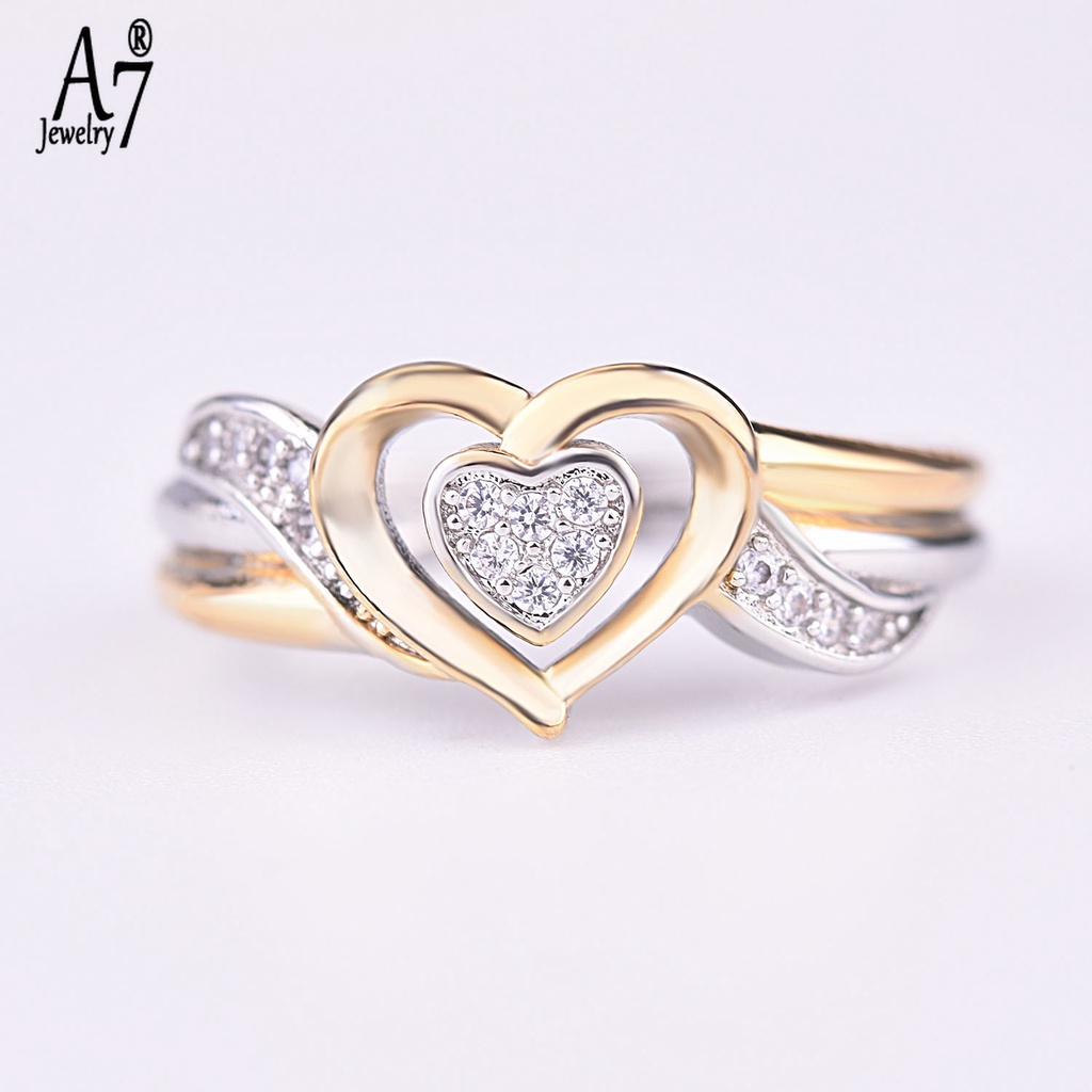 Nhẫn Hai Đầu Hình Trái Tim Khảm Đá 18K X5Y22