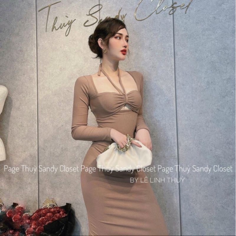 ĐẦM BODY CỔ VUÔNG DÂY RÚT NGỰC DÁNG DÀI SEXY