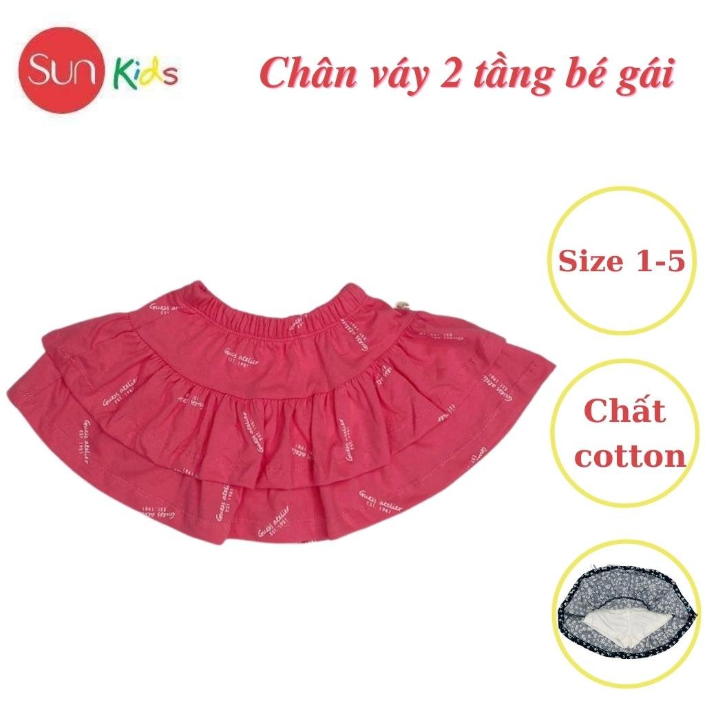 Chân váy cho bé, đầm bé gái 2 tầng, chất cotton, có quần đùi trong, size 1-5 - SUNKIDS1