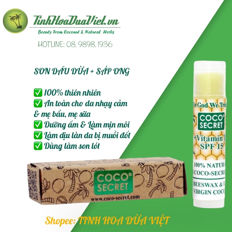 [Q10]SON DẦU DỪA COCO SECRET các loại Dừa nguyên chất, Bạc Hà, Dầu Dừa Tinh Dầu Cam, Dầu Dừa Tinh chất gấc