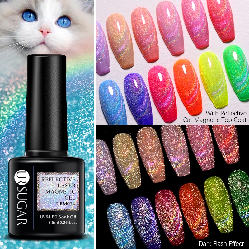 Sơn móng tay UR SUGAR phản quang nam châm nhiều màu tùy chọn 7.5ml