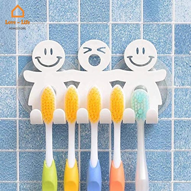 1 Giá Đỡ Bàn Chải Đánh Răng Gắn Tường Hình Mặt Cười Đơn Giản Bằng Nhựa Tiện Dụng