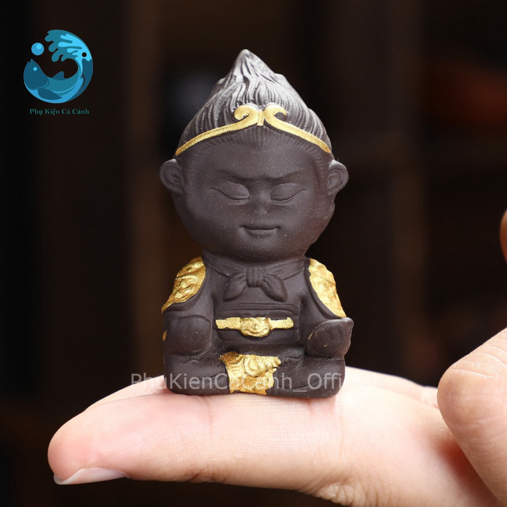 Freeship Tượng tôn ngộ không Tượng tề thiên đại thánh phụ kiện trang trí bể cá size mini 6cm giá rẻ