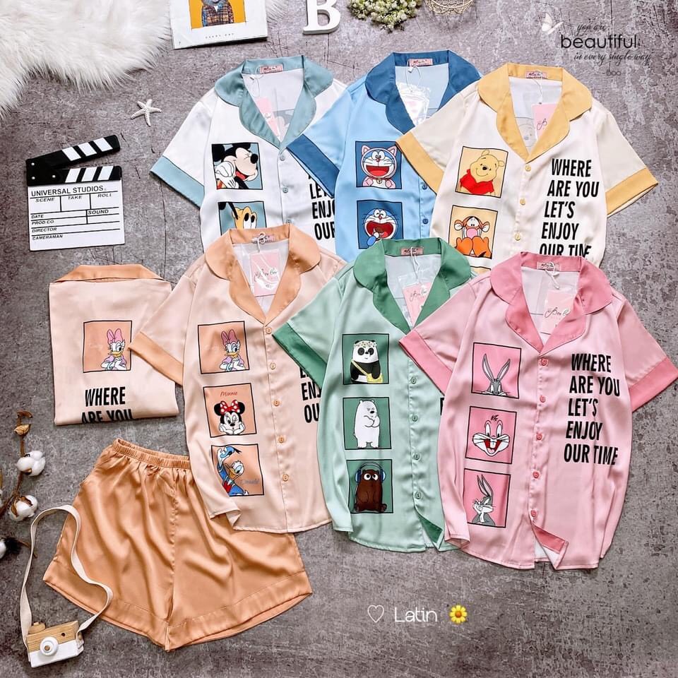 Đồ bộ nữ mặc nhà lụa latin cao cấp cổ pijama - Where Are You
