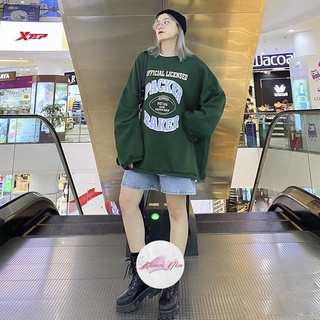 Áo Nỉ Packer Xanh Rêu Nữ [FREESHIP]🌸 Sweater form rộng tay bồng, hoodie oversize màu pastel cá tính Ulzzang 🌸