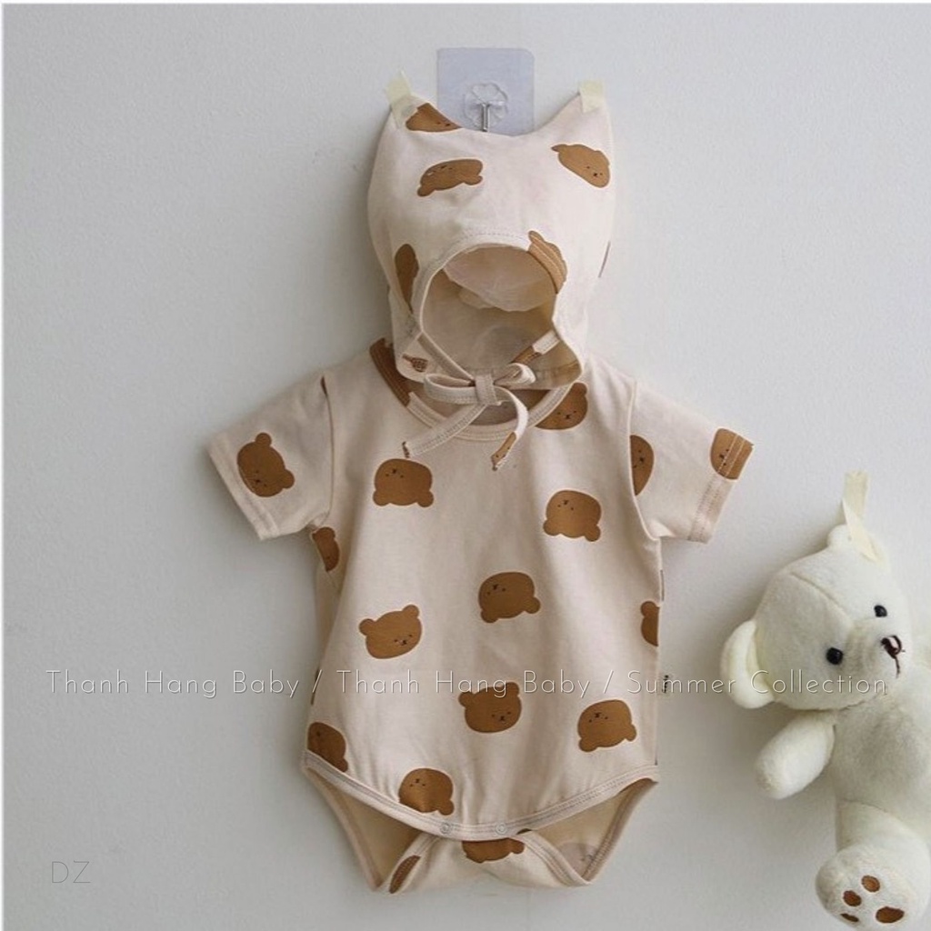 Bodysuit cho bé, body cho bé trai và bé gái thanh hằng baby 5 đến 13 kg kèm mũ hình thú siêu yêu