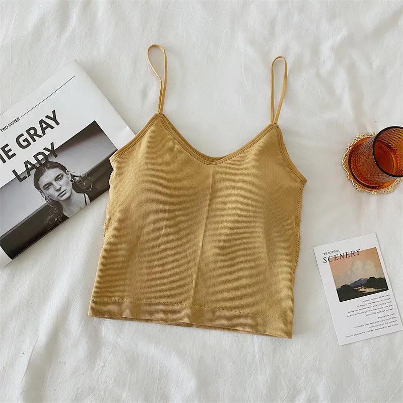 Áo Hai Dây Có Mút Đệm Ngực Thắt Dây Lưng Phong Cách Hàn Quốc Cho Nữ