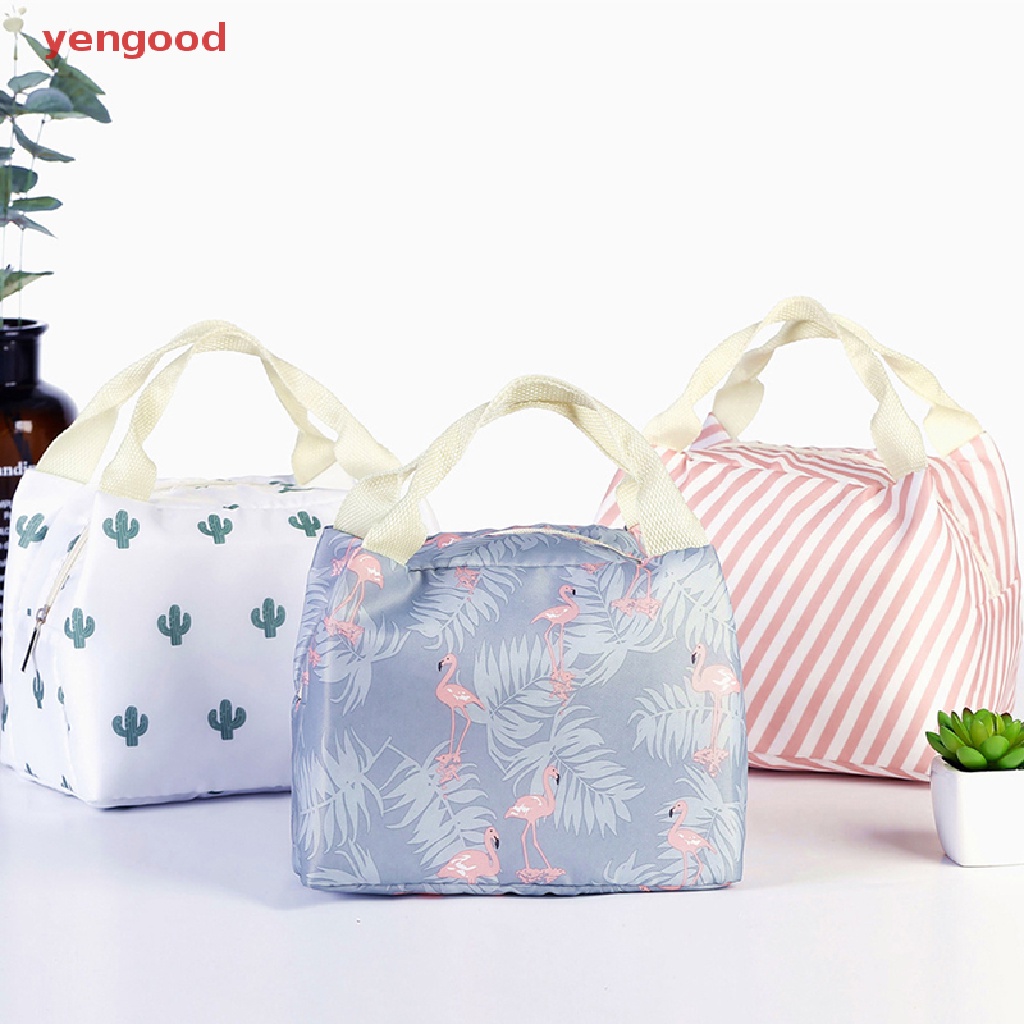 1 Túi Đựng Thức Ăn Trưa Giữ Nhiệt In Họa Tiết Chim Hồng Hạc Hoạt Hình Vui Nhộn Tiện Dụng Mang Theo Du Lịch / Dã Ngoại Cho Nữ