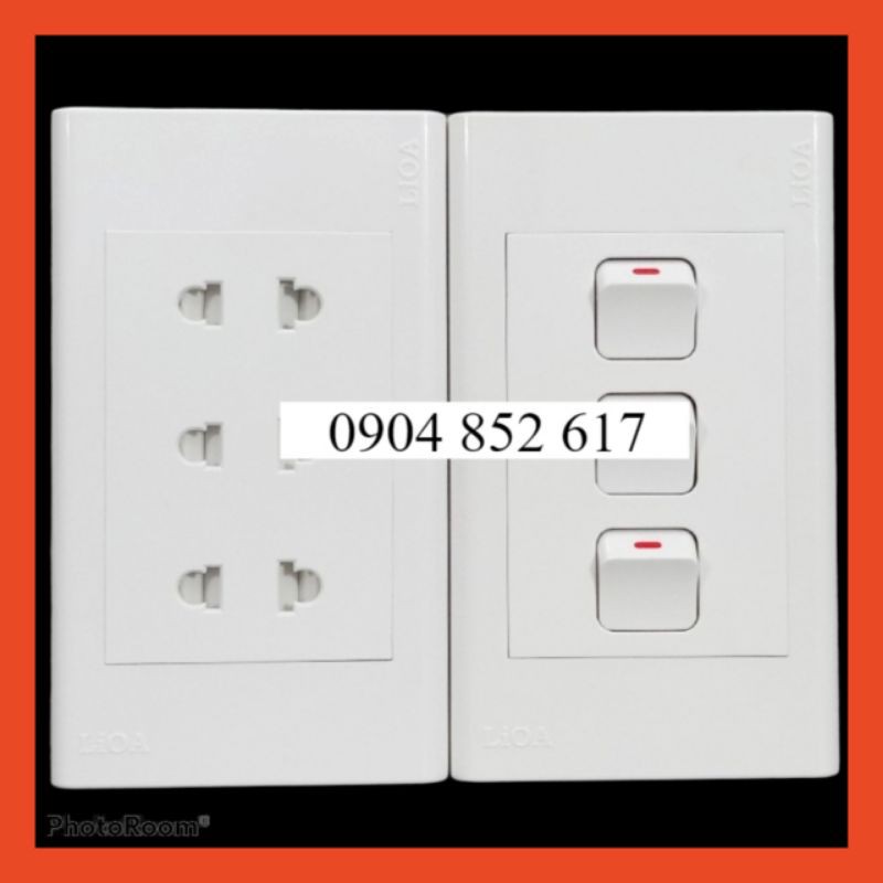 Combo ổ cắm điện LiOA  ba 2 chấu + 3 công tắc điện - Lắp âm tường  16A 3520W