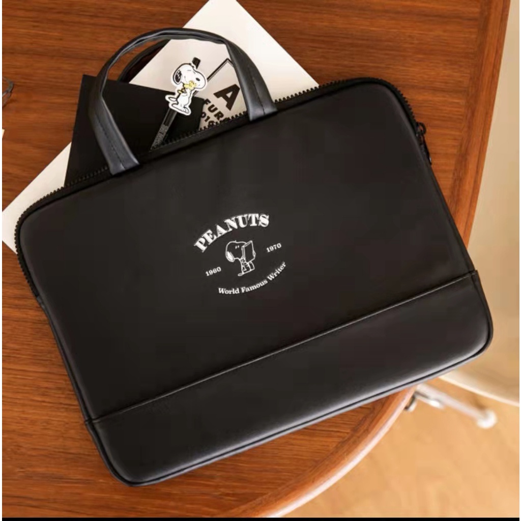 Túi đựng laptop họa tiết chó snoopy in chữ kích thước 10.2 inch 13-inch phong cách Hàn Quốc