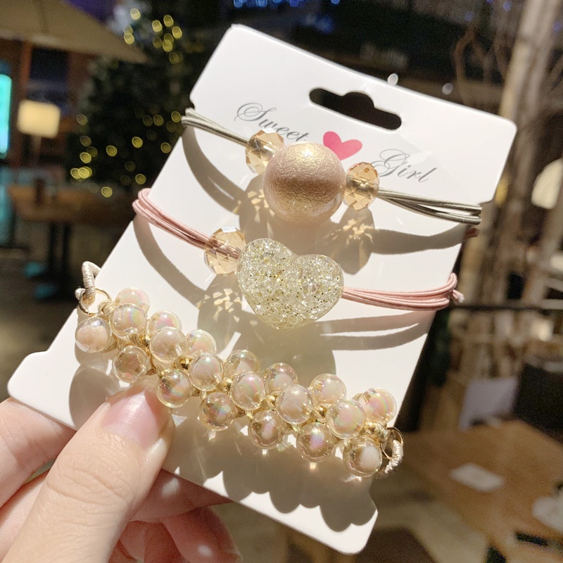 Bộ 3 dây buộc tóc đính ngọc trai xinh xắn