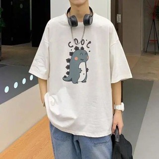 Áo phông nam ngắn tay xu hướng hip-hop phong cách mùa hè năm điểm tay áo quần áo nam học sinh trẻ trung rộng rãi nửa tay
