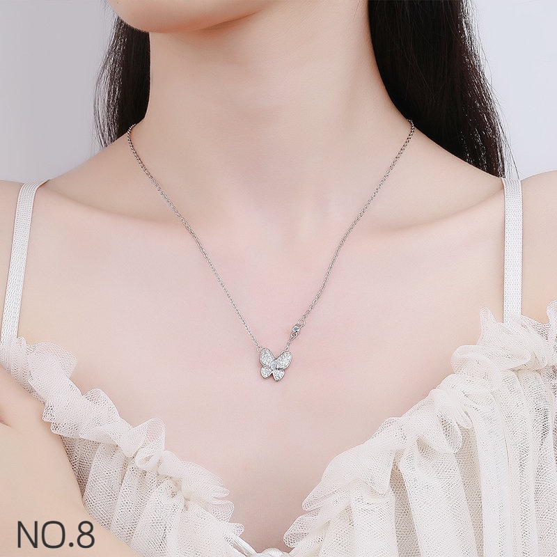 Vòng cổ Mặt Đính Đá Kim Cương Trắng Bạc S925 Thời Trang