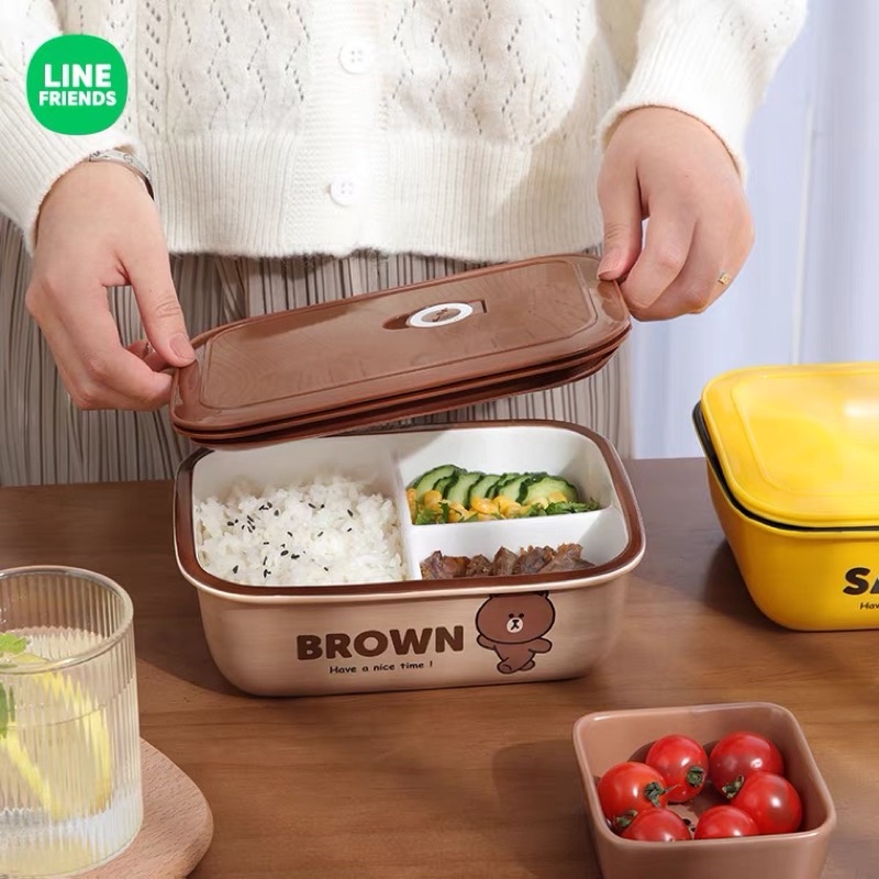 Hộp Đựng Cơm Line Friends, Đựng Thực Phẩm Dùng Được Trong Lò Vi Sóng Gấu Brown, Vịt Sally, Thỏ Cony