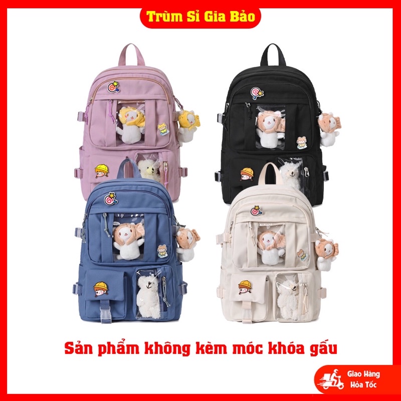 Cặp đi học nữ ulzzang thời trang basic, túi xách balo đẹp hàng cao cấp cho học sinh cấp 2 - 3, sinh viên tặng sticker