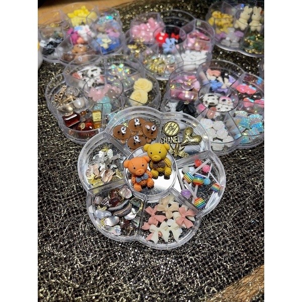 Charm đính móng làm nail siêu dễ thương,Khay mix các charm phụ kiện nail
