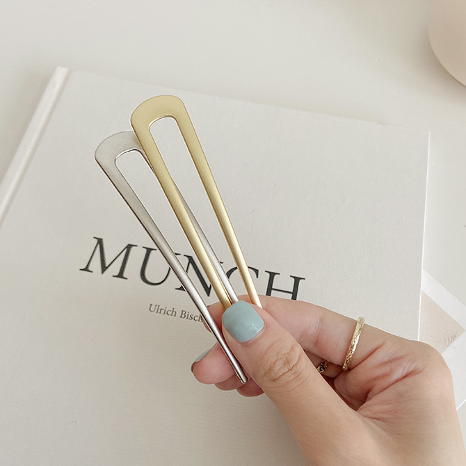Kẹp tóc hình chữ u bằng kim loại thiết kế đơn giản thời trang