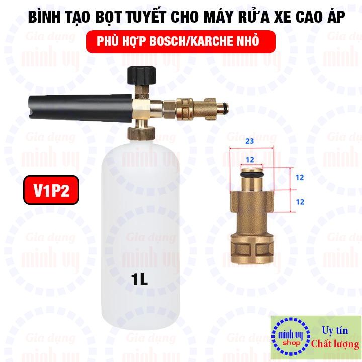 Bình tạo bọt tuyết 1L cao cấp phù hợp các dòng máy rửa xe các hãng Châu Âu