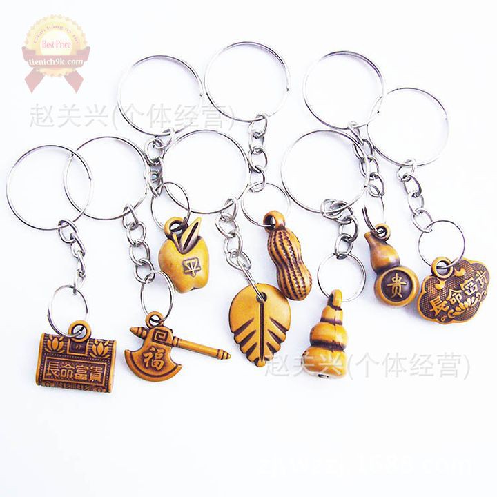 Combo 20 Móc khóa mặt gỗ khuy inox cài chìa khóa