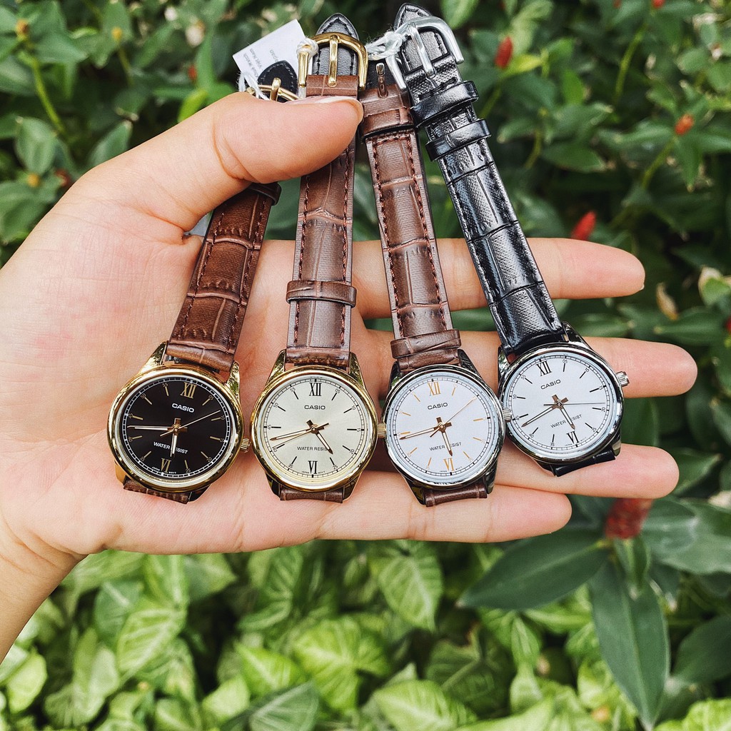 Đồng hồ nữ Casio chính hãng mặt tròn chống nước 3ATM , dây da - đồng hồ LTP V005