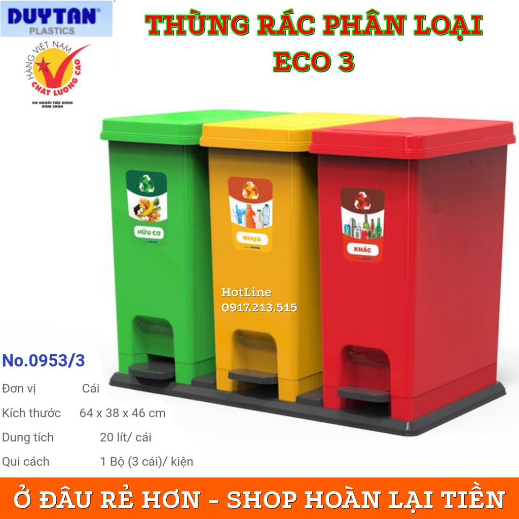 Thùng rác phân loại ECO 3 DUY TÂN