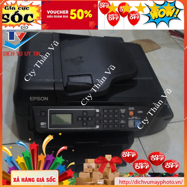 Máy in phun màu cũ đa chức năng Epson L655 in 2 mặt tự động in wifi hình thức đẹp